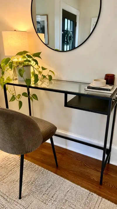 IKEA VITTSJÖ GLASS DESK – LAPTOP COMPUTER WORKSTATION - HOME OFF, View more