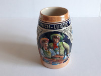 Vintage Mug German Original King Embossed Pottery Stein  #500