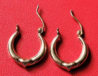 10K Yellow Gold Hoop Heart Earrings, View more