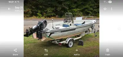 1985 KMV double haul boat....75 horse mercury 2stroke ...have binimi tops . ...pull triangle with tu...