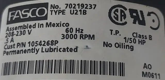 FASCO Draft Inducer Motor – Model 70219237 (Type U21B) - M 147 in Heating, Cooling & Air in City of Toronto - Image 6