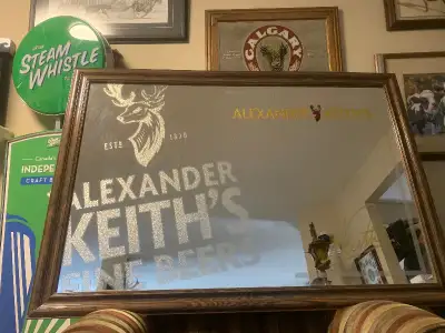 Huge Vintage Alexander Keith beer bar mirror Mint, View more
