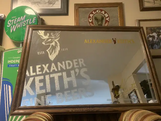 Huge Vintage Alexander Keith beer bar mirror Mint in Arts & Collectibles in Calgary - Image 2