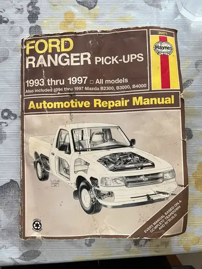 93-97 ford ranger repair manual. Book is kinda ugly but everything is still readable. She ain’t pret...