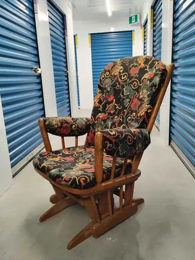 Re-upholstered Wooden Glider Rocking Chair with Foot Stool, View more