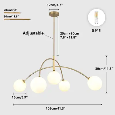 Fulesi Modern Gold 5-Light Chandelier – Mid-Century Ceiling Ligh, View more