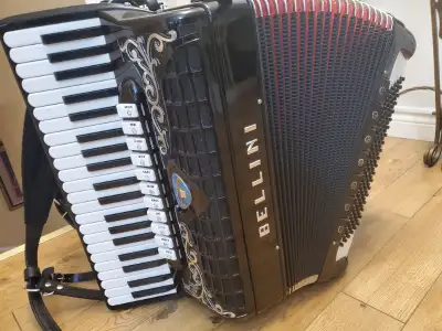 Bellini Piano Accordion LMMH  Double Cassot Key 120 Bass - Black, View more
