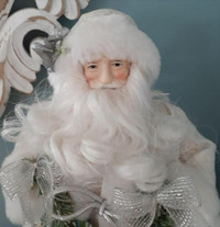 White and silver Santa figurine Christmas decor