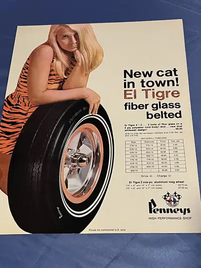 1970 El Tigre Dual Whitewall Tire Penneys Original Ad, View more