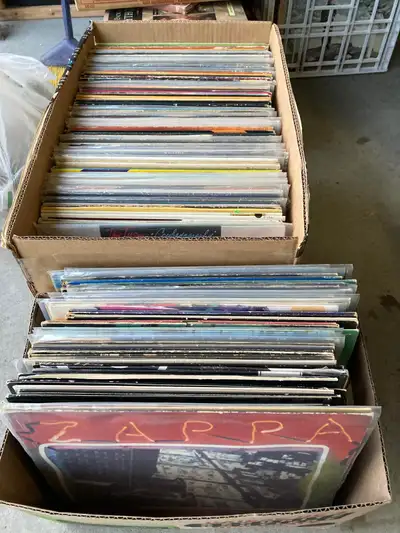 Old and new vinyls. There is smaller box with rock style music, otherwise mostly country, old jazz a...