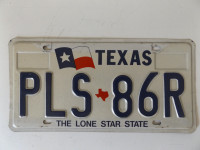 ORIGINAL RARE VINTAGE 1990's TEXAS LICENSE PLATE PLS 86R