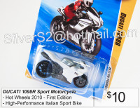 HOT WHEELS 2010 DUCATI 1098R Sport Motorcycle First Edition Whit