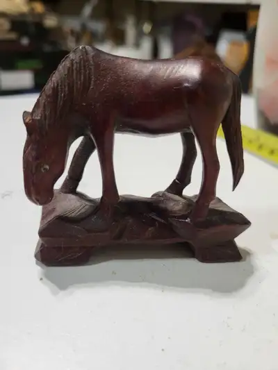 Vintage Chinese Mu Wang wood Carved Horse, View more