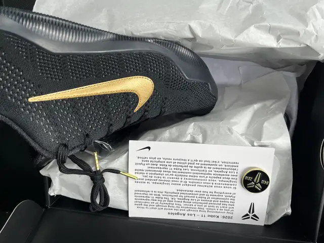 SIZE 10, 11 US - KOBE 11 ELITE LOW BLACK GOLD 2026  in Men's Shoes in Markham / York Region - Image 2