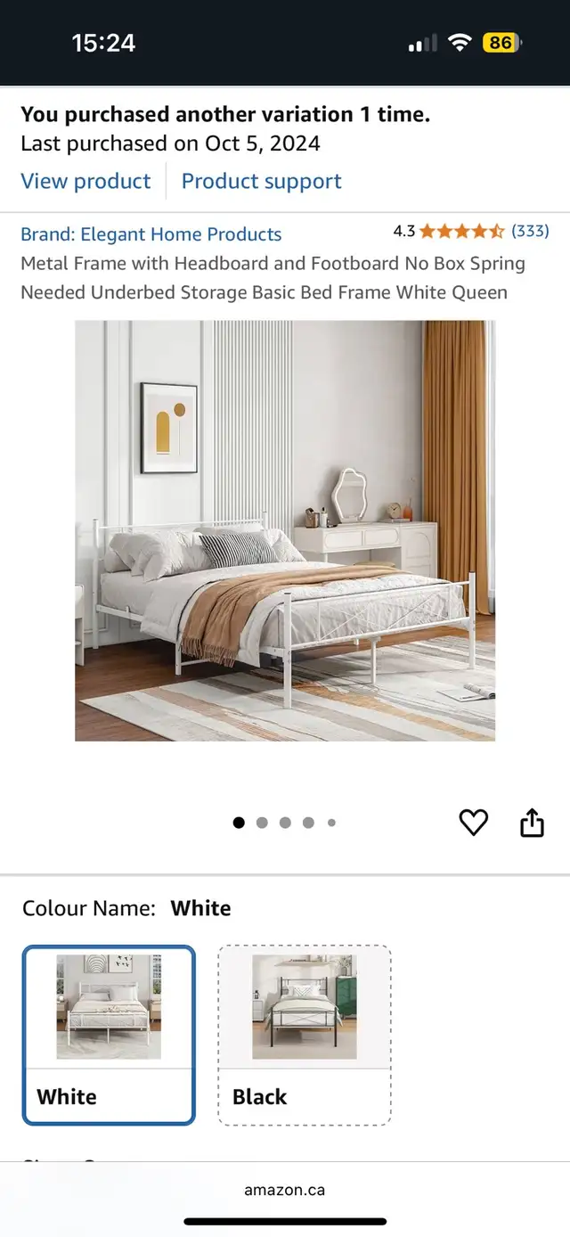 Casper Twin Mattress & White Metal Bed Frame in Beds & Mattresses in City of Toronto - Image 3