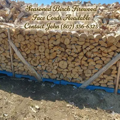 Birch Firewood Face Cords available! Premium birch dry and ready to burn! Perfect for back yard fire...