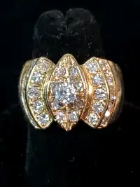 Heavy 14k Gold 1.53CTW Diamond Cluster Cocktail Ring 0.25ct cnt 
