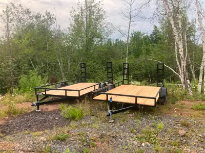 NEW 2025 UTILITY TRAILER 7X12 WITH 3500 AXLES , 1X6 HEMLOCK ROUGH LUMBER FOR DECK 5000 POUND JACK 14...