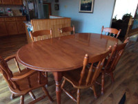 Solid maple kitchen table with chairs and buffet/hutch