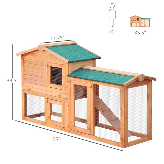 PawHut Two-Level Rabbit Hutch Small Animal House Pet Bunny Cage in Other Pets for Rehoming in Markham / York Region - Image 3