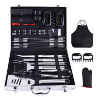 31 pc. Stainless Steel BBQ Accessory Kit w/Case