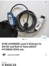 EVSE CHARGER Level 2 32Amps 14-50/30 Leaf Bolt i3 Tesla eGOLF HY