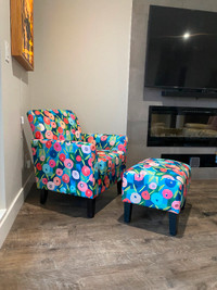 Accent chair with foot stool