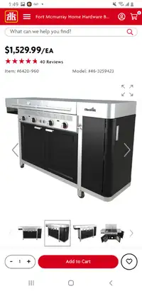 CHAR-BROIL Mini Kitchen 4 Burner Propane BBQ - 31,000 BTU