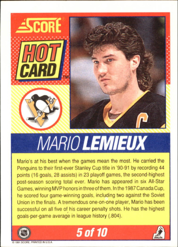 1991-92 SCORE … HOT CARDS Set (10) … with GRETZKY, LEMIEUX, JAGR in Arts & Collectibles in City of Halifax - Image 4