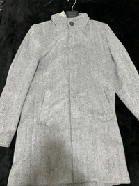 Slim Fit Funnel Collar Wool Coat (Size Medium) From G Grafton