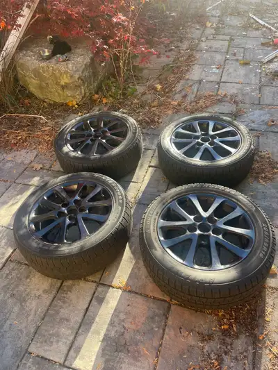 Selling a set of 205/55/R16 rims and winter tires removed from a Honda Civic. • 3 rims with winter t...