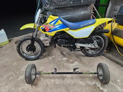 2005 Suzuki JR50 2 stroke dirtbike. It is currently setup with factory fork spacers installed and hi...