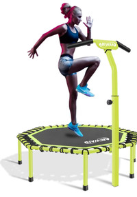 48" Fitness Trampoline with Adjustable Handle Bar, Silent 