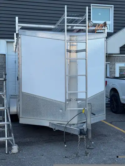 All aluminum Two 3500lb axles Ladder rack Screw less walls New tires