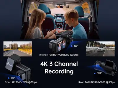 DASHCAM for Uber driver (3ch Camera include Professional Installation) a. 4K Front, Rear and Cabin C...