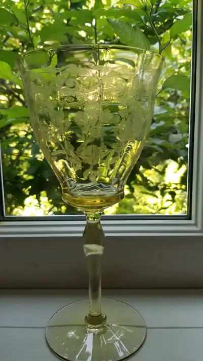 8 Antique Tiffin Mandarin wine glasses- rare, View more