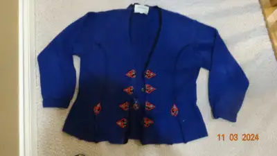 Sweater,lady, Susan Bristol, dark blue,embroidery, ramie,cotton, View more