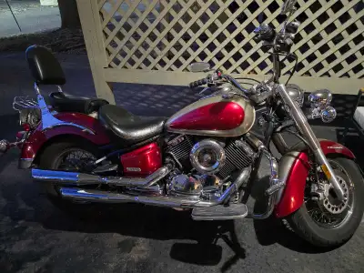 Vstar 1100 ObO. Beautiful bike, lots of upgrades including the oil filter relocation kit making oil...