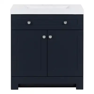 30”W Deep Blue Bahtroom Vanity with Black Hardware– BRAND NEW, View more