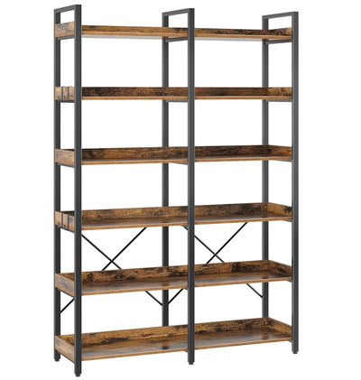 Seventable Bookshelf with Hooks, 6-Tier Industrial Bookshelf, View more