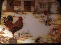 SOUS PLAT EN VERRE SCÈNE AGRICOLE FERME POULE COQ FARM  COASTER