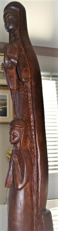 Vintage Mahogany African Statue Madonna and child 34 in tall