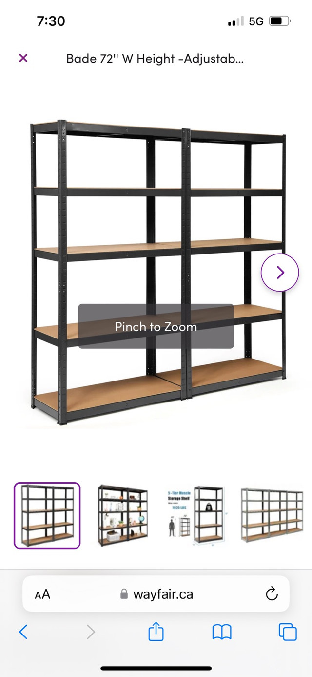 New Bade 72'' W Height -Adjustable Shelving Unit (Set of 2) in Bookcases & Shelving Units in Mississauga / Peel Region - Image 2