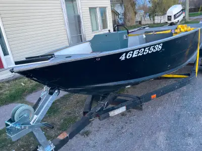 Boat and Trailer exact year and motor run hours unknown. Runs strong. Manual tilt no trim. 70 Horsep...