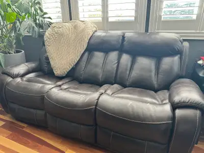 Reclining leather sofa, View more