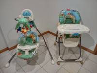 Fisher Price Rainforest High Chair and Baby Swing