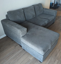 Gray Modular Chaise Lounge Couch (Reversible)