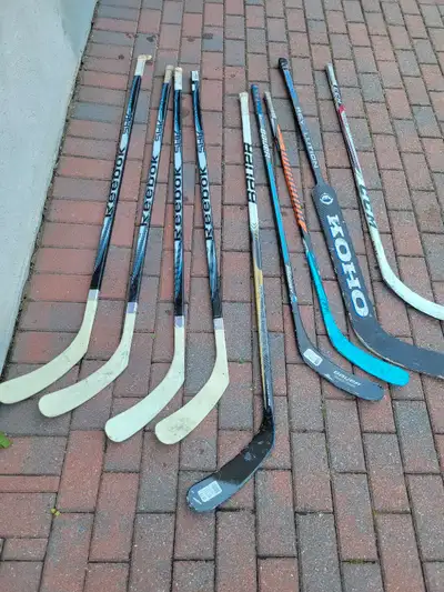 A collection of hockey sticks ready to hit the ice! This bundle includes a variety of brands and siz...