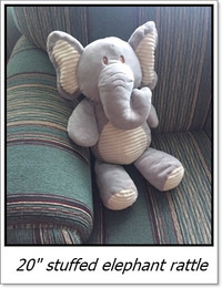 Large 20" Stuffed Elephant Rattle $10