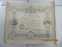 Vintage Grand Lodge Of Ontario Membership Certificate Circa 1923